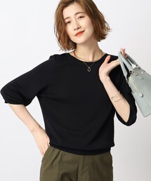 ◆気取らず着れてキレイが叶う!やわらかドライタッチニットパフ袖