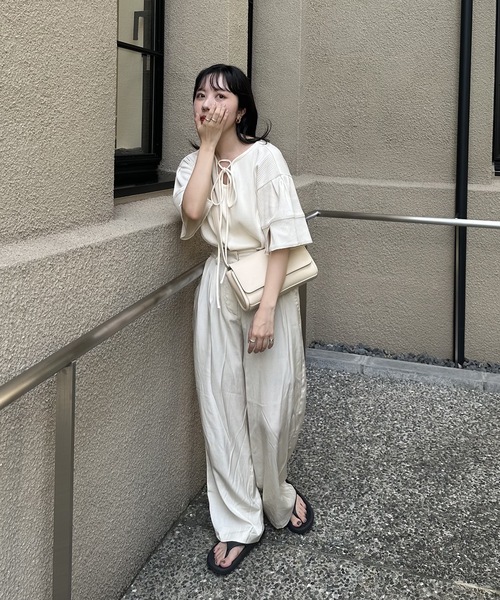 【安心の関税込】ルージュ レトロ可愛 ストレッチ リブ トップス ストレッチリブ・バイアスデザインセーター/40代50代からの