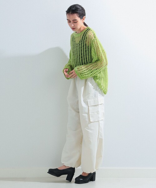 Ray BEAMS（レイビームス）の「ワイド カーゴ パンツ（カーゴパンツ・レディース・ピンク/オフホワイト/ブラック・0/1）」の10枚目の写真