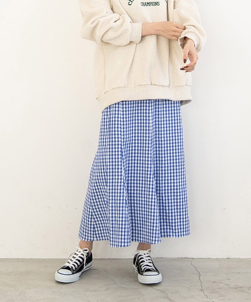 chocomee(チョコミー)の「ギンガムチェックマーメイドスカート/ gingham check mermaid skirt(スカート・レディース・ブルー/ブラック・FREE)」の1枚目の写真