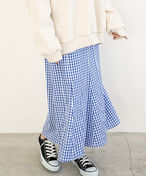 chocomee(チョコミー)の「ギンガムチェックマーメイドスカート/ gingham check mermaid skirt(スカート・レディース・ブルー/ブラック・FREE)」の8枚目の写真