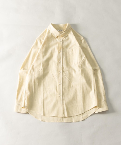 NYLAUS（ナイラス）の「レギュラーフィット ボタンダウン/バンドカラー ロングスリーブ シャンブレーシャツ（シャツ/ブラウス・メンズ・ネイビー系1/ベージュ系1/ベージュ系2/ネイビー系2/ホワイト系1/ホワイト系2/ブラック・LL/M/L）」の4枚目の写真