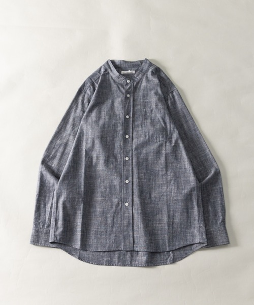 NYLAUS（ナイラス）の「レギュラーフィット ボタンダウン/バンドカラー ロングスリーブ シャンブレーシャツ（シャツ/ブラウス・メンズ・ネイビー系1/ベージュ系1/ベージュ系2/ネイビー系2/ホワイト系1/ホワイト系2/ブラック・LL/M/L）」の7枚目の写真