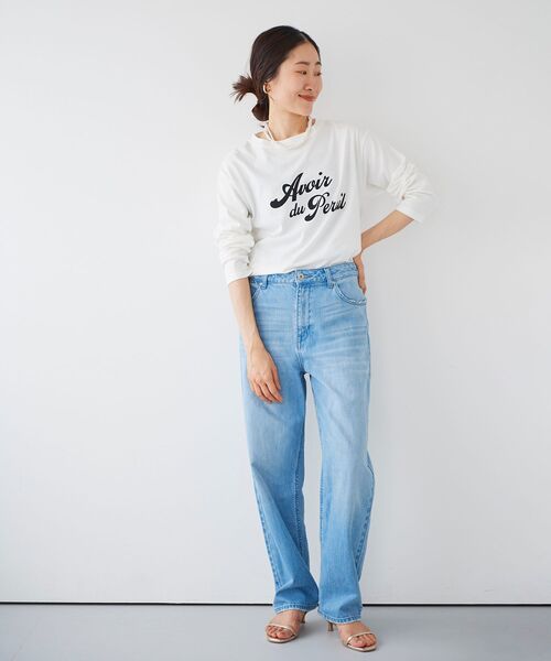 le.coeur blanc（ルクールブラン）の「フレンチフレーズロンTEE（Tシャツ/カットソー・レディース・オフホワイト/ダークグレー・38）」の3枚目の写真