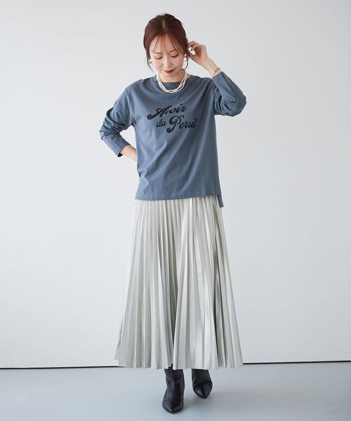 le.coeur blanc（ルクールブラン）の「フレンチフレーズロンTEE（Tシャツ/カットソー・レディース・オフホワイト/ダークグレー・38）」の6枚目の写真