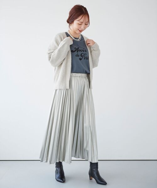 le.coeur blanc（ルクールブラン）の「フレンチフレーズロンTEE（Tシャツ/カットソー・レディース・オフホワイト/ダークグレー・38）」の7枚目の写真