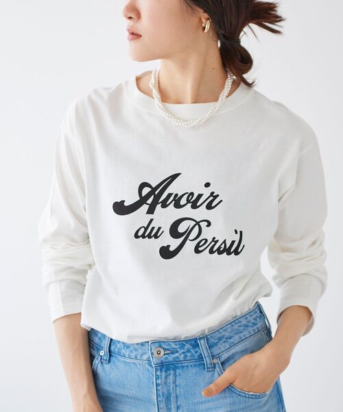 le.coeur blanc（ルクールブラン）の「フレンチフレーズロンTEE（Tシャツ/カットソー・レディース・オフホワイト/ダークグレー・38）」の10枚目の写真