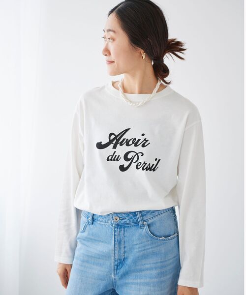 le.coeur blanc（ルクールブラン）の「フレンチフレーズロンTEE（Tシャツ/カットソー・レディース・オフホワイト/ダークグレー・38）」の11枚目の写真