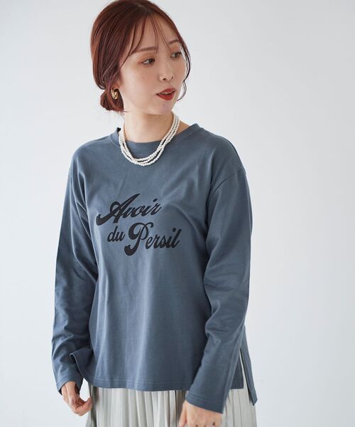 le.coeur blanc（ルクールブラン）の「フレンチフレーズロンTEE（Tシャツ/カットソー・レディース・オフホワイト/ダークグレー・38）」の14枚目の写真
