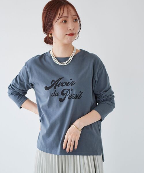 le.coeur blanc（ルクールブラン）の「フレンチフレーズロンTEE（Tシャツ/カットソー・レディース・オフホワイト/ダークグレー・38）」の15枚目の写真