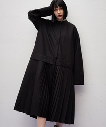 casane | ノーカラープリーツワンピース(ワンピース)
