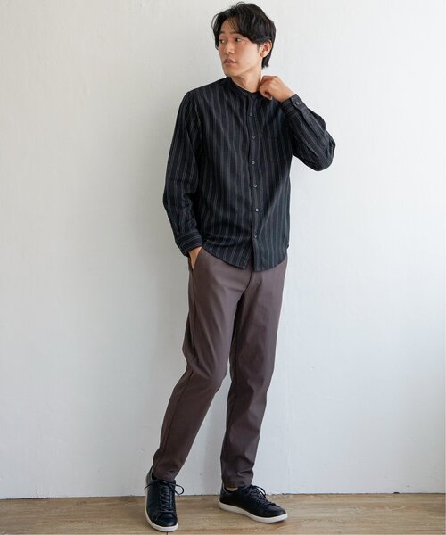 ikka（イッカ）の「イージーケアフランネルバンドカラー（シャツ/ブラウス・メンズ・ブルー/ブラック/グレー・M/S/L/XL）」の6枚目の写真