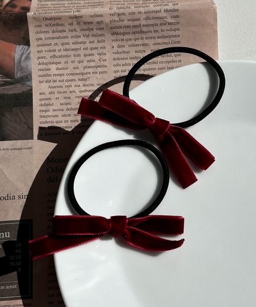 WEGO(ウィゴー)の「WEGO/【2点セット】リボンゴム(ヘアゴム・レディース・ブラック/ブラック系その他/ワイン/グレー/ホワイト/ベージュ/ライトグレー/ライトピンク・FREE)」の8枚目の写真