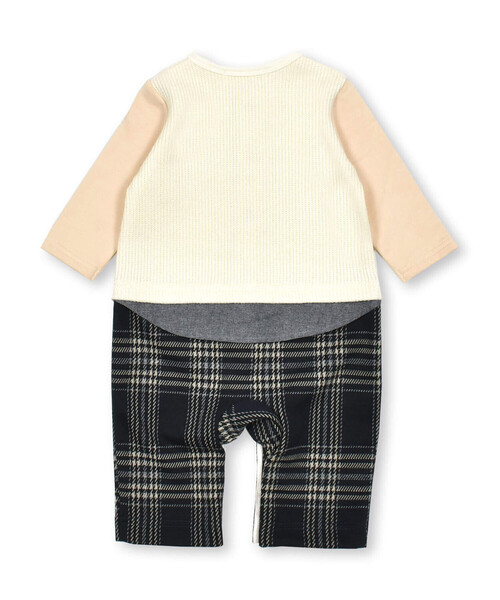 SLAP SLIP BABY（スラップスリップベビー）の「【お揃い】アニマルワッペン付レイヤード風チェックパンツロンパースベビー(70~80cm)（ロンパース・キッズ・オフホワイト/ブラウン・70cm/80ｃｍ）」の8枚目の写真