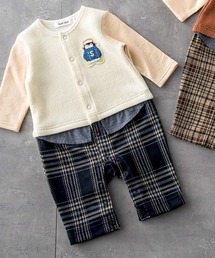 SLAP SLIP BABY | 【お揃い】アニマルワッペン付レイヤード風チェックパンツロンパースベビー(70~80cm)(ロンパース)