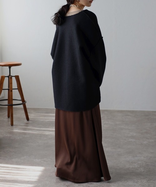 Bonjour Sagan(ボンジュールサガン)の「フェイクリングウールリバーシブルジャケット(ノーカラージャケット・レディース・ブラック/ライトベージュ/モカ・FREE)」の8枚目の写真