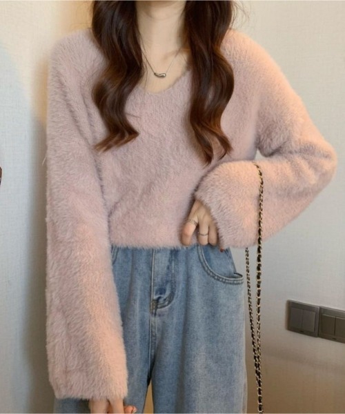 セール】もこもこ Vネックニット（ニット/セーター）｜Ritzy