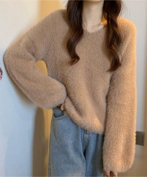 セール】もこもこ Vネックニット（ニット/セーター）｜Ritzy