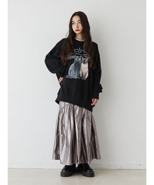 jouetie(ジュエティ)の「メタリックフレアギャザースカート(スカート・レディース・グレー/シルバー/ブラック・MEDIUM)」の12枚目の写真