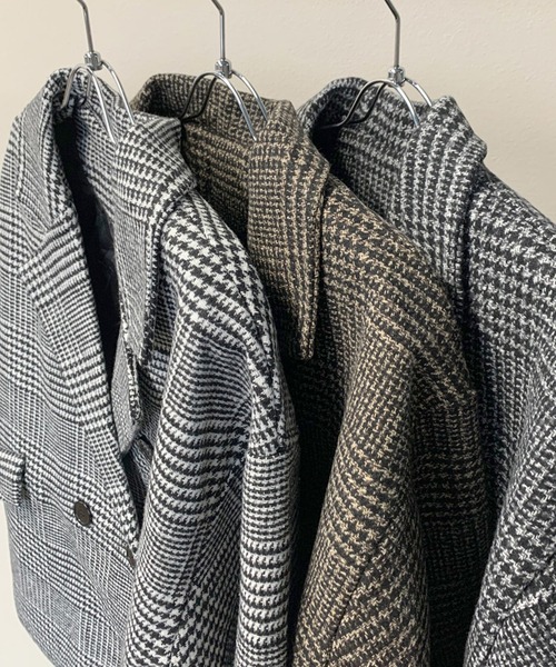 non-hedge(ノンヘッジ)の「チェックミドルジャケット(チェスターコート・レディース・ブラック/ベージュ/オフホワイト・FREE)」の22枚目の写真