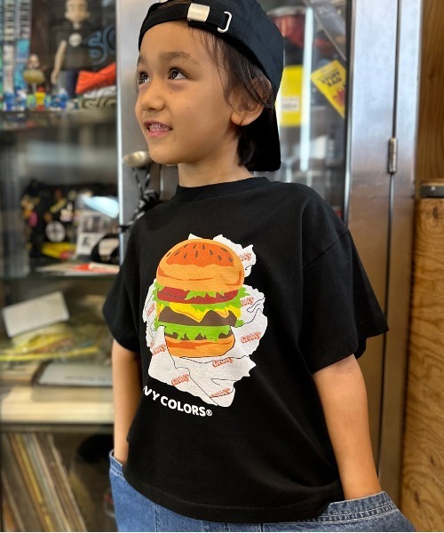 GROOVY COLORS（グルービーカラーズ）の「HAMBURGER Tシャツ（Tシャツ/カットソー・キッズ・ピンク/ブラック/その他1・130/140）」の2枚目の写真