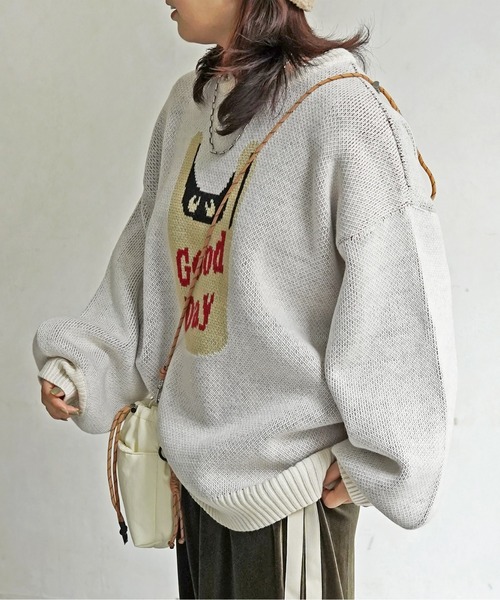 CPCM(シーピーシーエム)の「買い物モンスタージャガードニット(ニット/セーター・レディース・ブルー/ブラック/キナリ・F)」の7枚目の写真