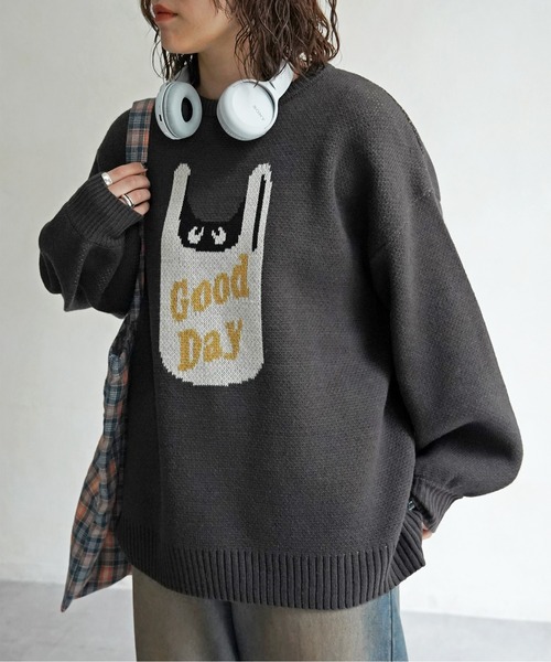 CPCM(シーピーシーエム)の「買い物モンスタージャガードニット(ニット/セーター・レディース・ブルー/ブラック/キナリ・F)」の15枚目の写真