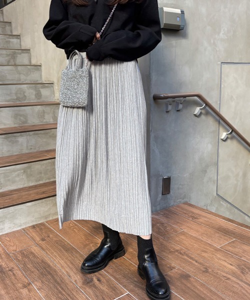 Miniministore（ミニミニストア）の「プリーツスカート レディース（スカート・レディース・ライトグレー/ダークグレー/ワインレッド/ネイビー/ブラック・フリー/XL/L）」の3枚目の写真