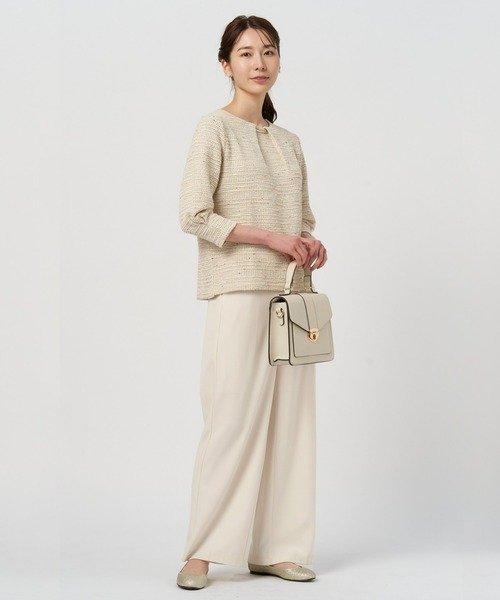 TOKYO SHIRTS（トウキョウシャツ）の「チャーム付きツイードプルオーバー（シャツ/ブラウス・レディース・ブラック/ベージュ・M/L/LL）」の10枚目の写真