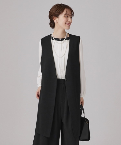 SHOO・LA・RUE(シューラルー)の「【通勤/デイリー/セットアップ可】マルチに使える カットジョーゼット ジレ(ベスト・レディース・ベージュ系その他7/ブラック系3・02/03/04)」の7枚目の写真