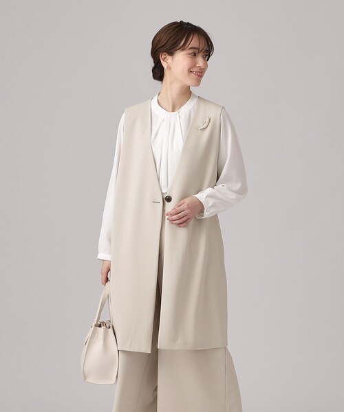 SHOO・LA・RUE(シューラルー)の「【通勤/デイリー/セットアップ可】マルチに使える カットジョーゼット ジレ(ベスト・レディース・ベージュ系その他7/ブラック系3・02/03/04)」の13枚目の写真