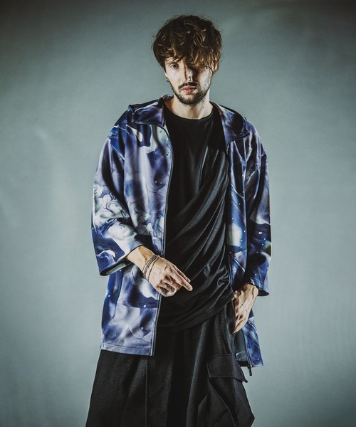 NO ID.（ノーアイディ）の「マーブルプリントBIG-ZIPパーカ（パーカー・メンズ・ブラック/パープル/グレー・ONE SIZE）」の5枚目の写真