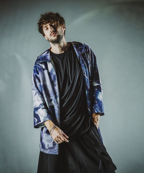 NO ID.（ノーアイディ）の「マーブルプリントBIG-ZIPパーカ（パーカー・メンズ・ブラック/パープル/グレー・ONE SIZE）」の9枚目の写真