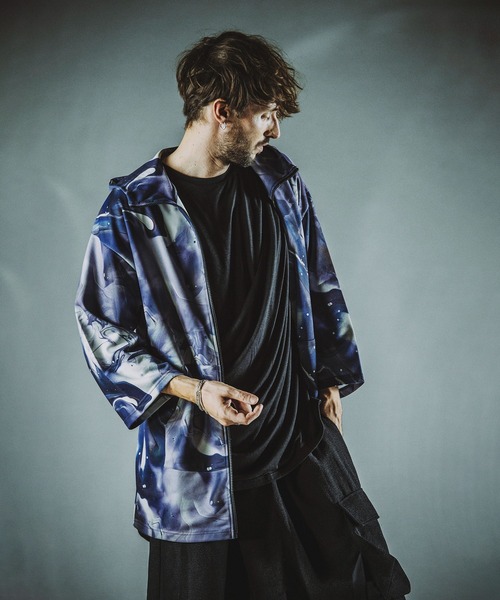 NO ID.（ノーアイディ）の「マーブルプリントBIG-ZIPパーカ（パーカー・メンズ・ブラック/パープル/グレー・ONE SIZE）」の10枚目の写真