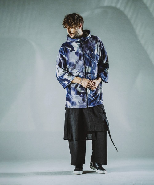 NO ID.（ノーアイディ）の「マーブルプリントBIG-ZIPパーカ（パーカー・メンズ・ブラック/パープル/グレー・ONE SIZE）」の13枚目の写真