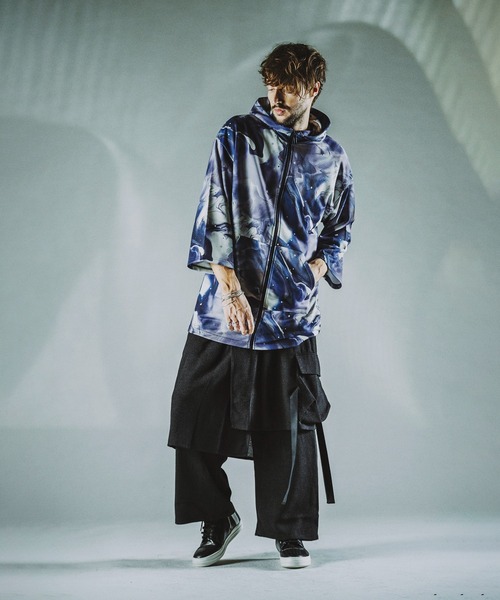 NO ID.（ノーアイディ）の「マーブルプリントBIG-ZIPパーカ（パーカー・メンズ・ブラック/パープル/グレー・ONE SIZE）」の14枚目の写真