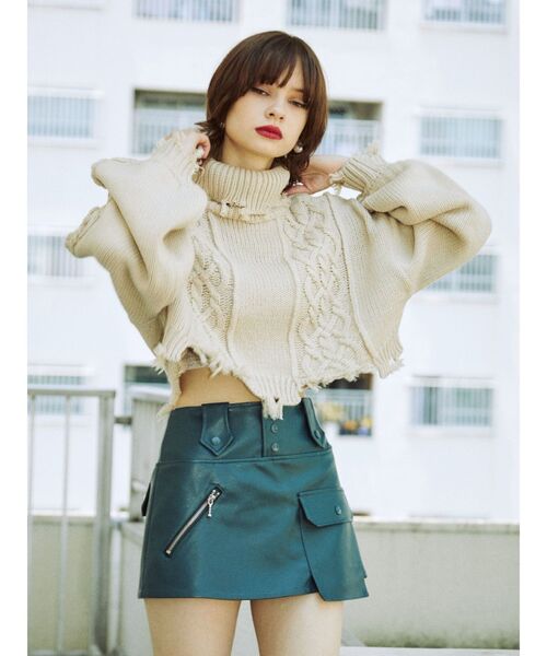 jouetie（ジュエティ）の「ダメージケーブルニット（ニット/セーター・レディース・アイボリー/ブルー/レッド・MEDIUM）」の11枚目の写真