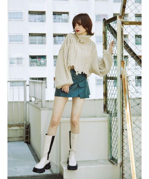 jouetie（ジュエティ）の「ダメージケーブルニット（ニット/セーター・レディース・アイボリー/ブルー/レッド・MEDIUM）」の15枚目の写真