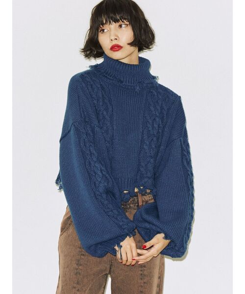 jouetie（ジュエティ）の「ダメージケーブルニット（ニット/セーター・レディース・アイボリー/ブルー/レッド・MEDIUM）」の19枚目の写真