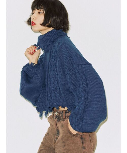 jouetie（ジュエティ）の「ダメージケーブルニット（ニット/セーター・レディース・アイボリー/ブルー/レッド・MEDIUM）」の20枚目の写真