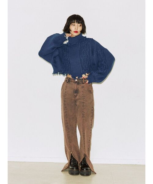 jouetie（ジュエティ）の「ダメージケーブルニット（ニット/セーター・レディース・アイボリー/ブルー/レッド・MEDIUM）」の21枚目の写真