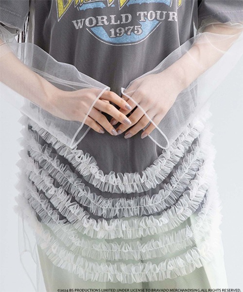 yuw（ユウ）の「チュールフリルチュニック　110381（シャツ/ブラウス・レディース・ホワイト/ブラック・FREE）」の10枚目の写真