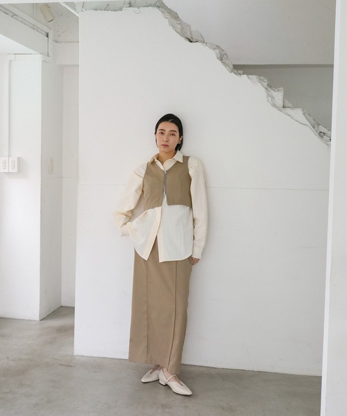 select MOCA(セレクトモカ)の「【セレモニー】ピンタックIラインスカート(スカート・レディース・グレー/ベージュ・MEDIUM/SMALL)」の7枚目の写真
