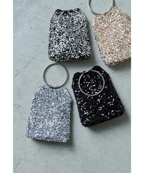 2wayリングハンドルスパンコールパーティーバッグ ハンドバッグ ショルダー 結婚式 二次会 謝恩会（ハンドバッグ）｜niana（ニアナ）