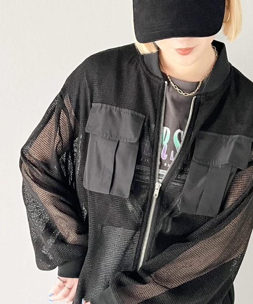 hkm'smama 　メッシュフードドロストコードブルゾン春夏 楽天市場】両ポケメッシュブルゾン 【メール便可/ma3】 ブルゾン