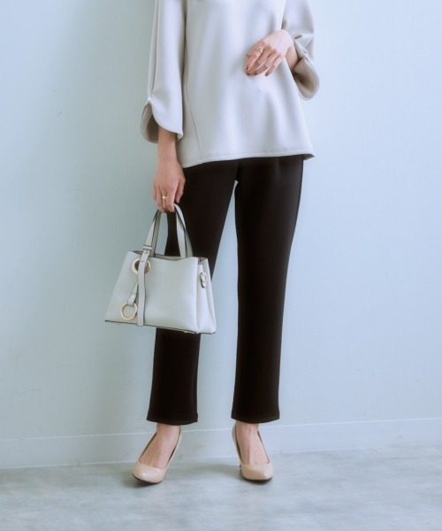 7days Life Styling（セブンデイズライフスタイリング）の「ドロストテーパードパンツ(きれいめダンボール素材)（その他パンツ・レディース・グレイッシュベージュ/ブラック・S/M/L/LL）」の10枚目の写真