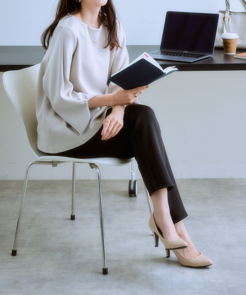 7days Life Styling（セブンデイズライフスタイリング）の「ドロストテーパードパンツ(きれいめダンボール素材)（その他パンツ・レディース・グレイッシュベージュ/ブラック・S/M/L/LL）」の12枚目の写真