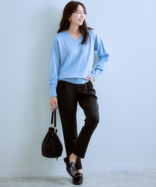 7days Life Styling（セブンデイズライフスタイリング）の「ドロストテーパードパンツ(きれいめダンボール素材)（その他パンツ・レディース・グレイッシュベージュ/ブラック・S/M/L/LL）」の13枚目の写真