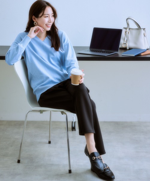 7days Life Styling（セブンデイズライフスタイリング）の「ドロストテーパードパンツ(きれいめダンボール素材)（その他パンツ・レディース・グレイッシュベージュ/ブラック・S/M/L/LL）」の14枚目の写真