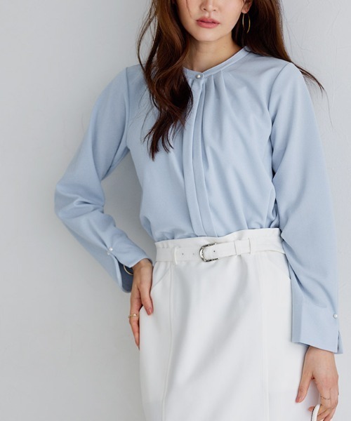 Pierrot（ピエロ）の「2wayネックデザインTブラウス（シャツ/ブラウス・レディース・ネイビー/ピンク系その他/ブラック/オフホワイト/グレー/ブルー/ライトブルー・M/L）」の9枚目の写真